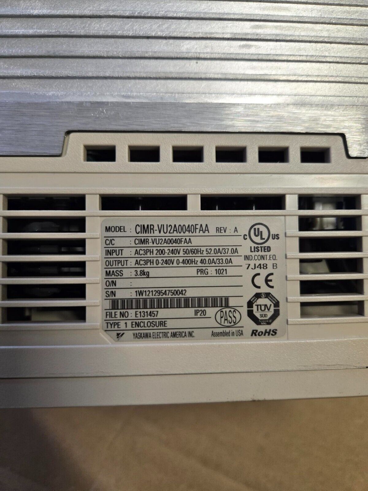 Used Milnor 09MWB01174, Inverter V1000 11Amp, 230v