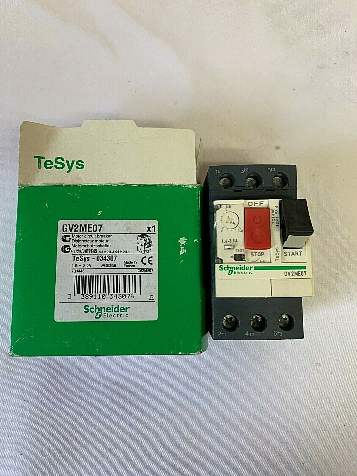 Schneider Electric GV2ME07, TeSys GV2 Manual Starter and Protector,1.6 to 2.5 A