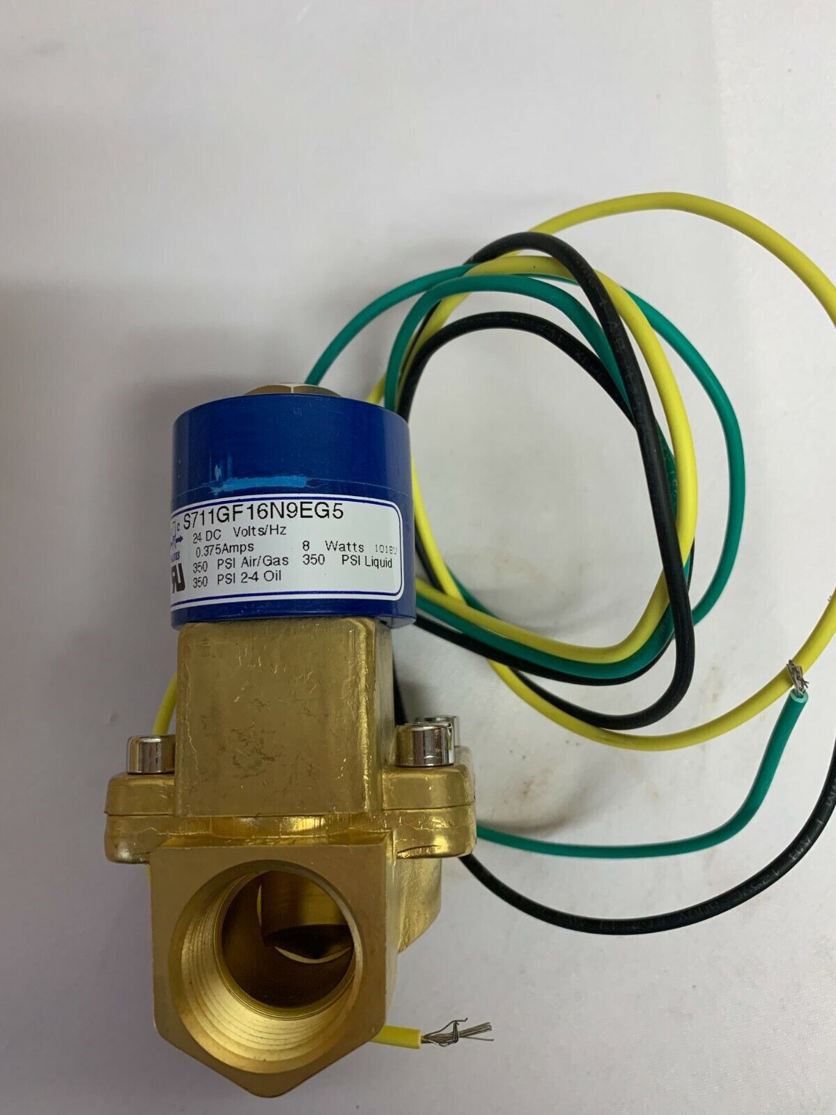 S711GF16N9EG5,3/4" NPT, 2-Way Brass Solenoid Valve, Closed, Buna, 24vDC