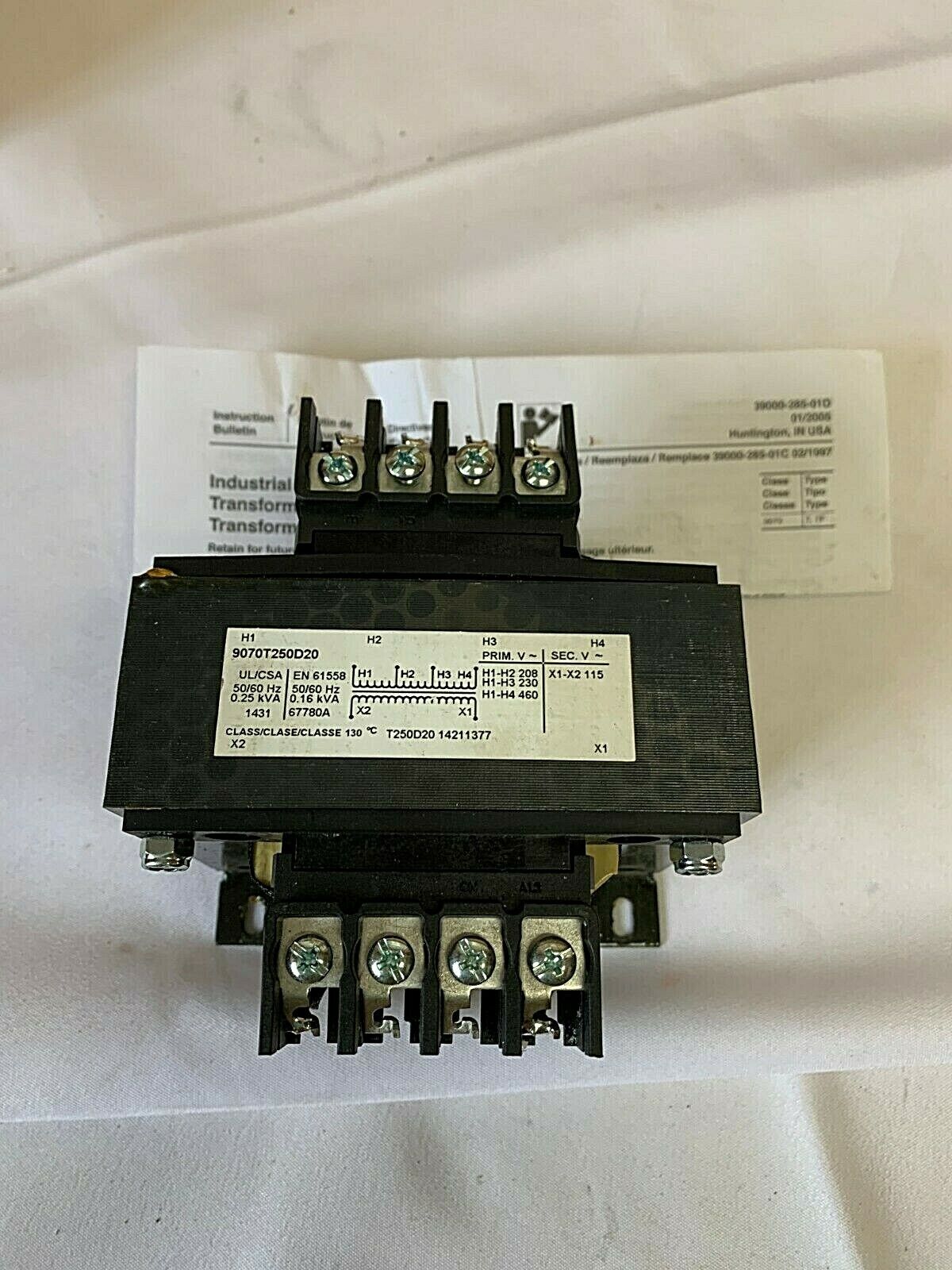 Square D Control Transformer 9070T250D20 ,