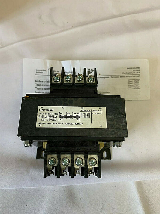 Square D Control Transformer 9070T250D20 ,