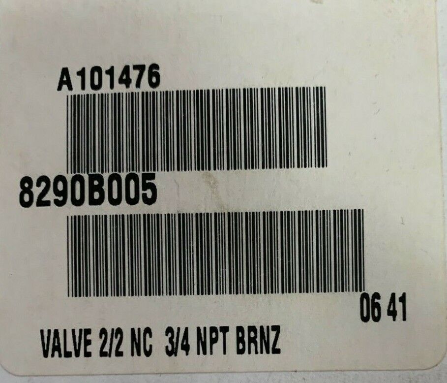 Valve, piston, angle body, 3/4FNPT, bronze, "ASCO" 8290B005