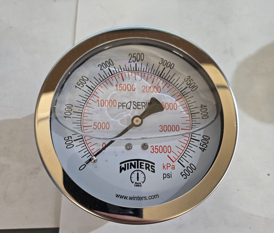 WINTERS Industrial Pressure Gauge: 0 to 5,000 psi, 4 in Dial