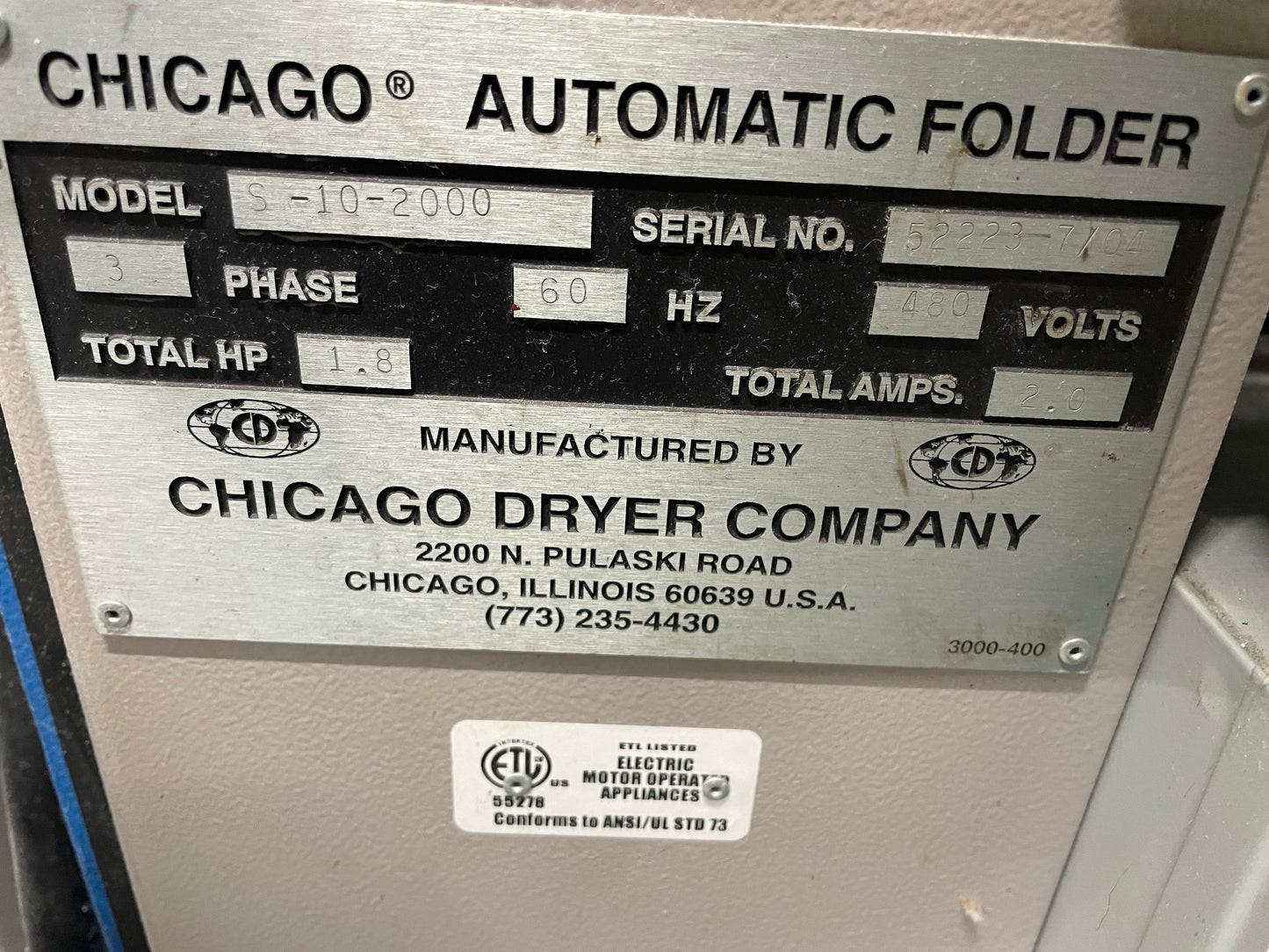 Chicago Skyline S-10-2000 Sheet Folder