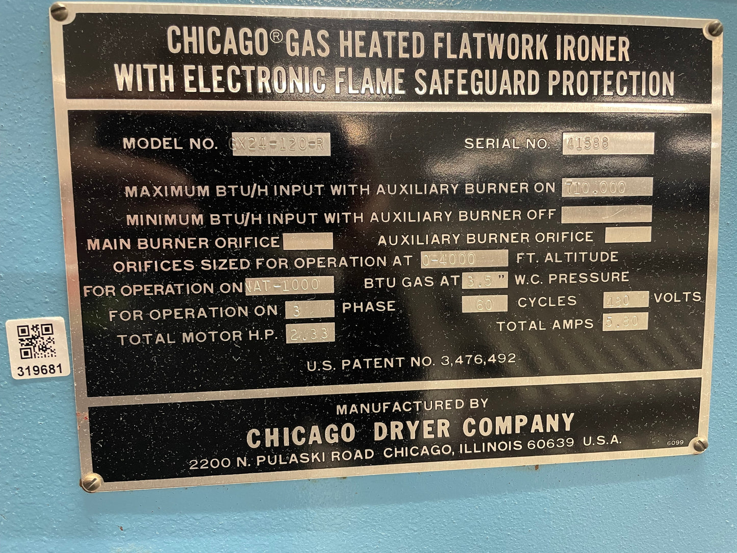 Chicago Ironer GX24-120-R with OPL Feeder